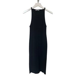 Zara Black Ribbed Knit Midi Dress